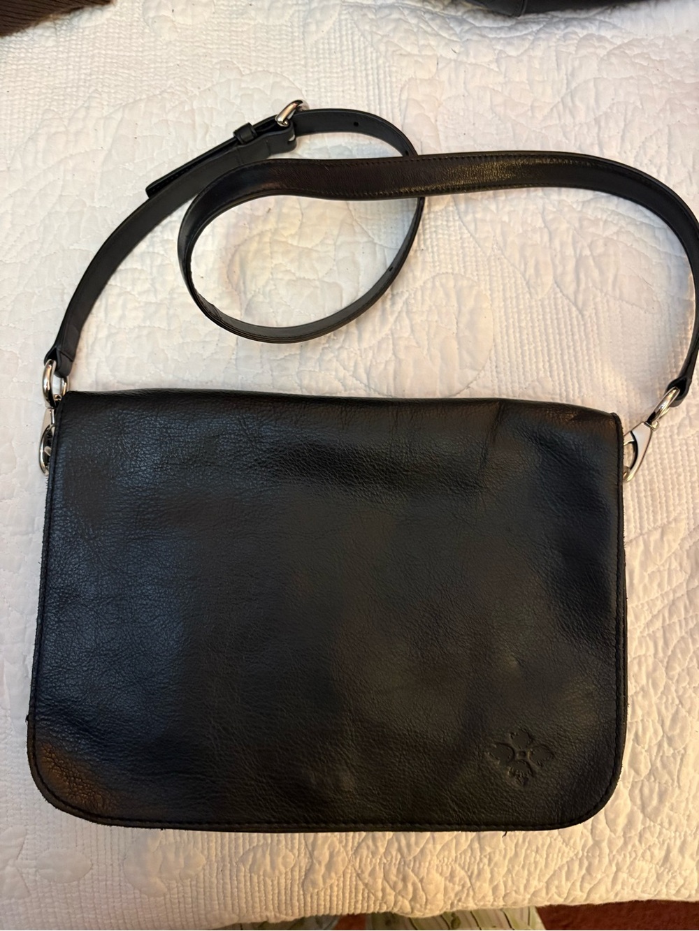 Patricia Nash Classic Black Leather Shoulder Bag